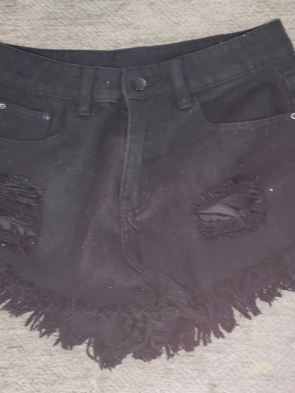 Black Distressed Fringe Hem Women’s Shorts